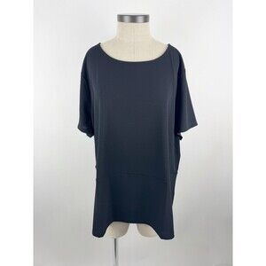 Talbots Women's Black Short Sleeve Peplum Casual Basic Blouse Stretch Top